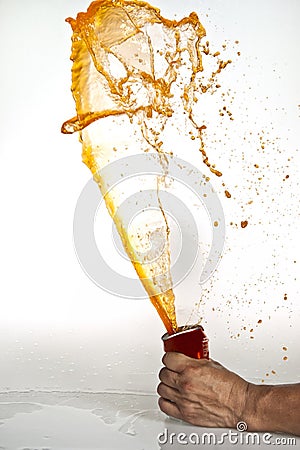 Orange soda splash Stock Photo