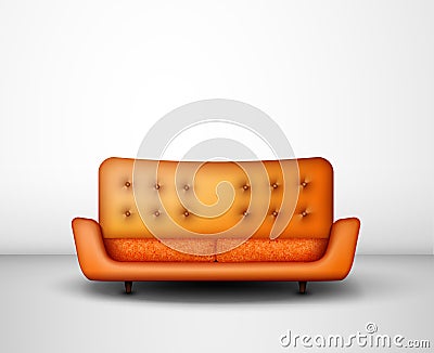 Orange sofa Vector Illustration