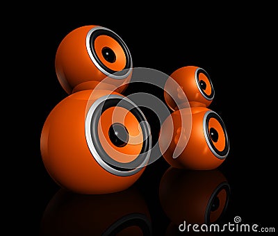 Orange speaker balls Stock Photo