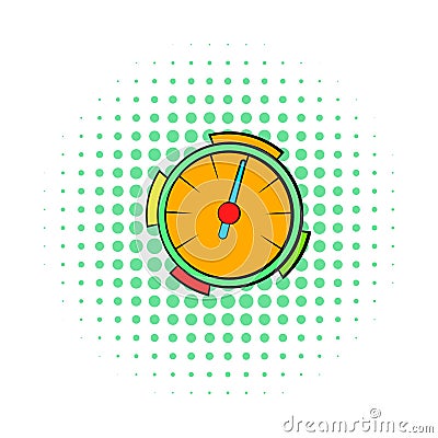 Orange speedometer icon, comics style Stock Photo