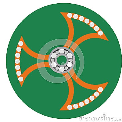 Orange spinner with transparent center and bearing a flat style. Vector Illustration