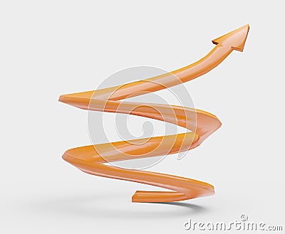 Orange spiral arrow isolated 3D illustration Cartoon Illustration