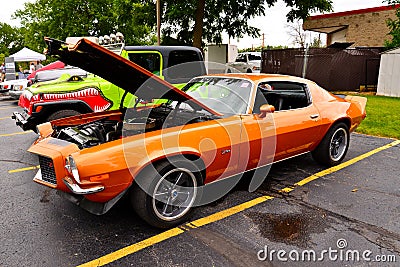 Orange Split Bumber Chevrolet Camaro at Car Show Editorial Stock Photo