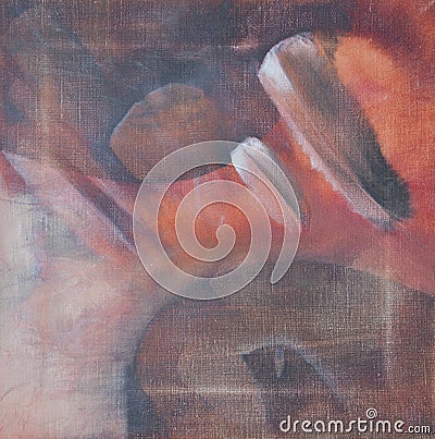 Orange square abstract oil painting Stock Photo