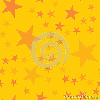 Orange stars pattern on yellow background. Vector Illustration