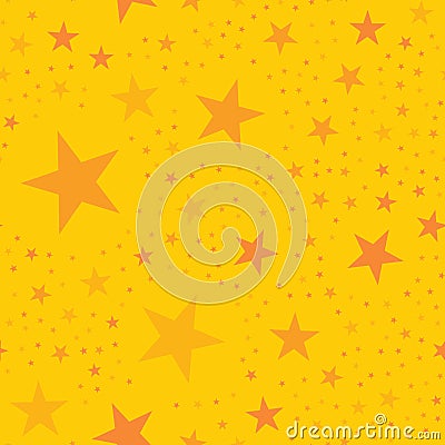 Orange stars pattern on yellow background. Vector Illustration