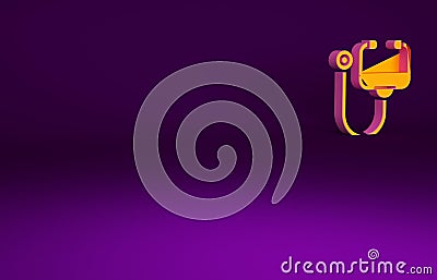 Orange Stethoscope medical instrument icon isolated on purple background. Minimalism concept. 3d illustration 3D render Cartoon Illustration