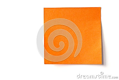 Orange sticky note isolated on white Stock Photo