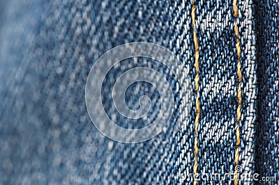 Orange stitch on the denim garment Stock Photo