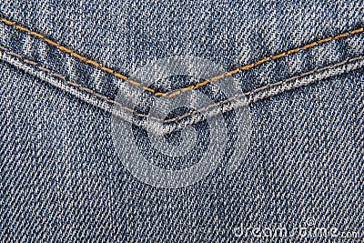 Orange stitch on jeans Stock Photo