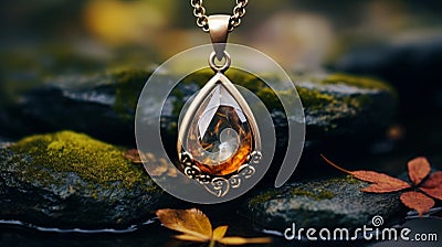 Autumn Style Topaz Stone Pendant - High Quality Realistic Photography Stock Photo