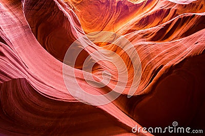 Orange stone wave pattern of Lower antelope canyon in Page Arizona USA Stock Photo