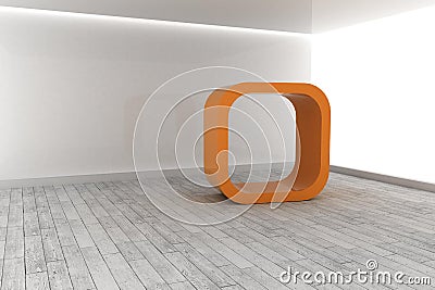 Orange structure in a grey room Stock Photo