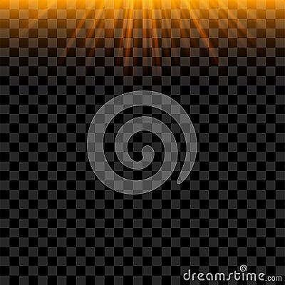 Orange Sun Beams with Glowing Effect Vector Illustration