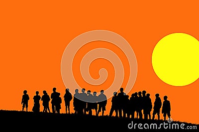 Orange sunset illustration Vector Illustration