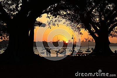 Orange Sunset at Watsons Bay in Sydney, New South Wales, Australia Stock Photo