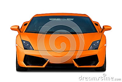 Orange supercar. Front view. Stock Photo