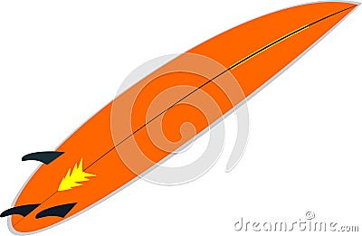 Orange surf board Vector Illustration