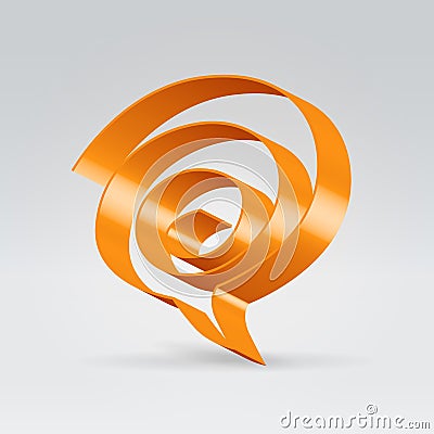 Orange swirl speech balloon Stock Photo