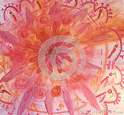 Orange Swirling Chakra Painted Design Stock Photo