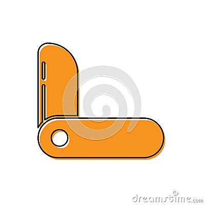 Orange Swiss army knife icon isolated on white background. Multi-tool, multipurpose penknife. Multifunctional tool Vector Illustration
