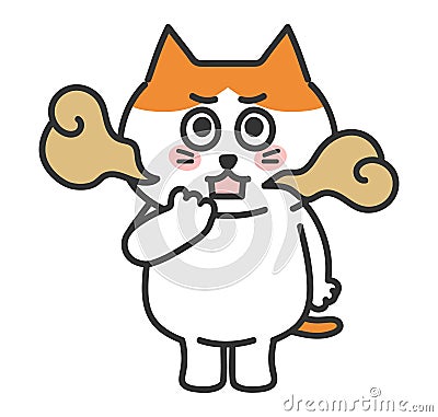 Orange tabby cartoon cat has bad breath, vector illustration. Vector Illustration