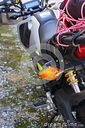 turn signal on a small motorcycle Stock Photo