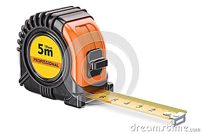 Orange tape measure, 3D rendering Stock Photo