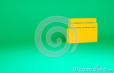 Orange Tape measure icon isolated on green background. Measuring tape. Minimalism concept. 3d illustration 3D render Cartoon Illustration