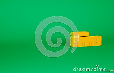 Orange Tape measure icon isolated on green background. Measuring tape. Minimalism concept. 3d illustration 3D render Cartoon Illustration