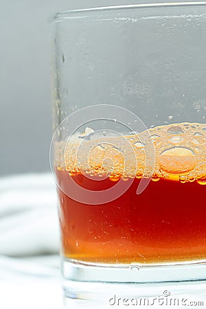 Orange tea bubble whipped in glass Stock Photo