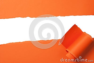 Orange teared paper with copy space Stock Photo