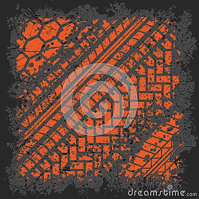 Orange tire track Vector Illustration