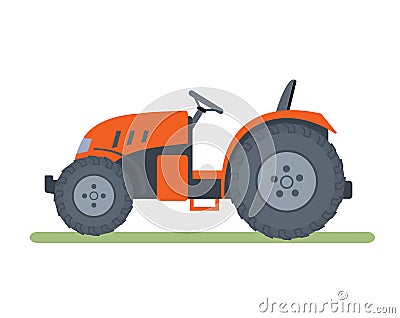 Orange tractor on white background. Vector Illustration