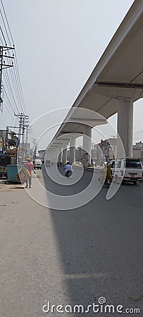 orange train track Lahore Pakistan. Editorial Stock Photo