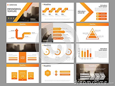 Orange triangle Bundle infographic elements presentation template. business annual report, brochure, leaflet, advertising flyer, Vector Illustration