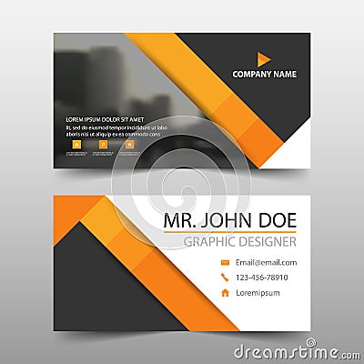 Orange triangle corporate business card, name card template ,horizontal simple clean layout design template , Vector Illustration