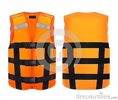 Orange Vest Realistic Set Vector Illustration