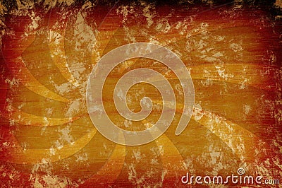 Orange vintage grunge background with sun rays Stock Photo