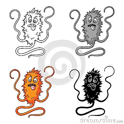 Orange virus icon in cartoon style on white background. Viruses and bacteries symbol stock vector illustration. Vector Illustration