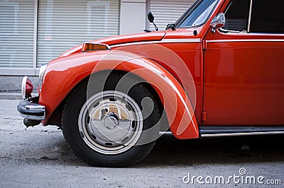 Orange Volkswagen beetle. Editorial Stock Photo