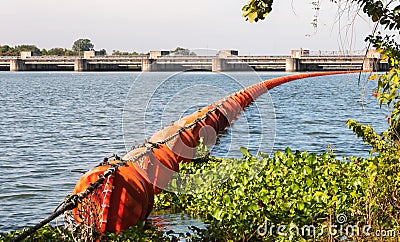 Orange Waste trap buoys Stock Photo