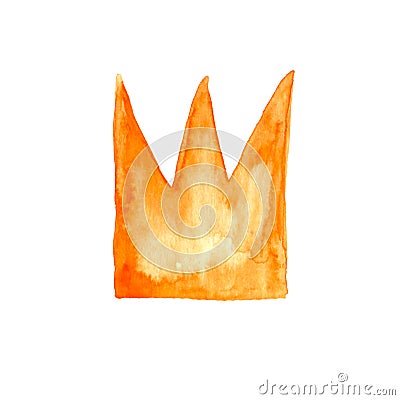 Orange watercolor crown in cartoon style Cartoon Illustration