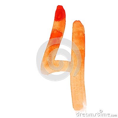 Orange watercolor numbers Stock Photo