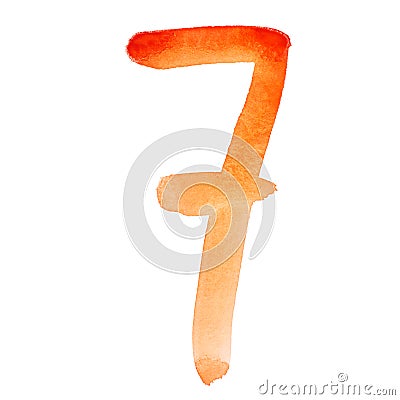 Orange watercolor numbers Stock Photo