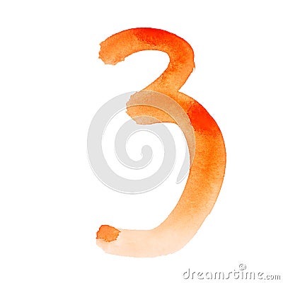 Orange watercolor numbers Stock Photo