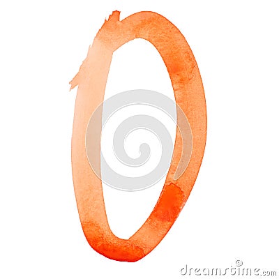 Orange watercolor numbers Stock Photo