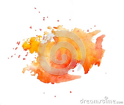 Orange watercolor splash isolated on white background Stock Photo
