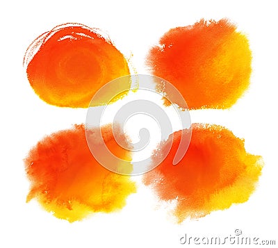 Orange watercolor stains Stock Photo