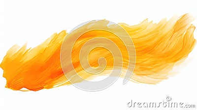 Orange watercolour brushstroke isolated on white created with Generative AI. Stock Photo